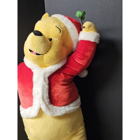 Gemmy stuffed large Winnie the Pooh Xmas 25" decor mistletoe plush door greeter - Picture 2 of 8